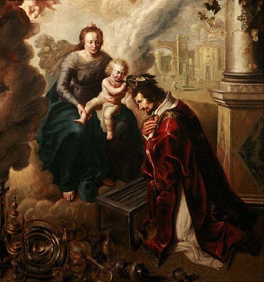 unknow artist Saint Lawrence crowned by Baby Jesus, Claude de Jongh France oil painting art